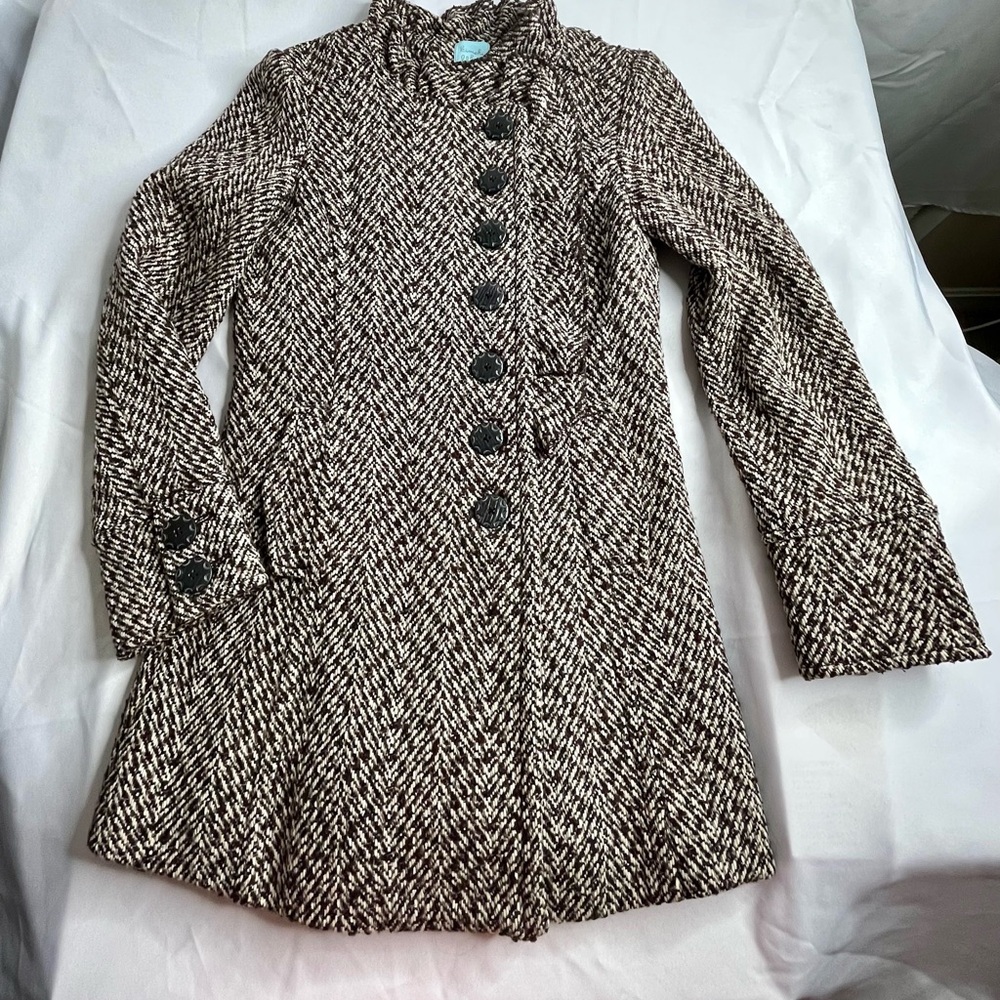 Kimchi Blue Brown Herringbone Trench Coat XS